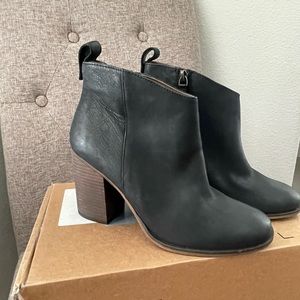 BP Ankle Boots Womens Size 8 Black Leather Stacked Block Heel NWT